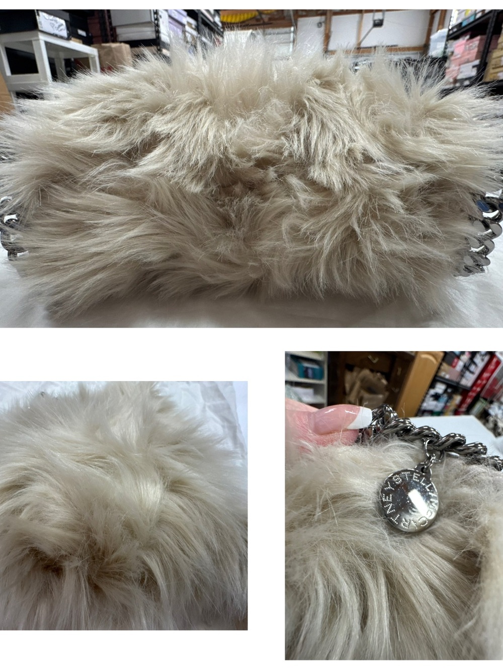 Stella McCartney White Faux Fur Falabella Mini Crossbody Bag EUC - Picture 5 of 9
